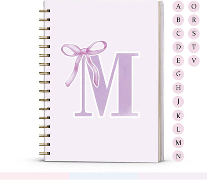 Blue Bow Journal Notebook for Girls,Initial H Journals Personalized Diary Gifts for Teen Girl Kids,Monogrammed Gifts for Women,Trendy Coquette Cute Hardcover Spiral Notebook 5.5 x 8.3 - Colors A