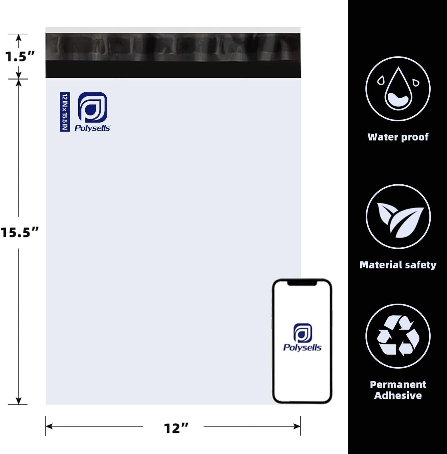 POLYSELLS 100 Pcs 14.5x19 Inch Poly Mailers Shipping Envelopes, Strong Adhesive Sealing, Waterproof, and Tear-resistant Postal Mailing Bags for Clothing, Books, and Accessories