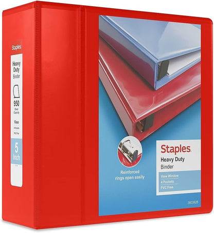 Staples Heavy-Duty 2-Inch D-Ring View Binder, Reinforced Spine, Holds Up to 450 Sheets, Gray, for Office & School