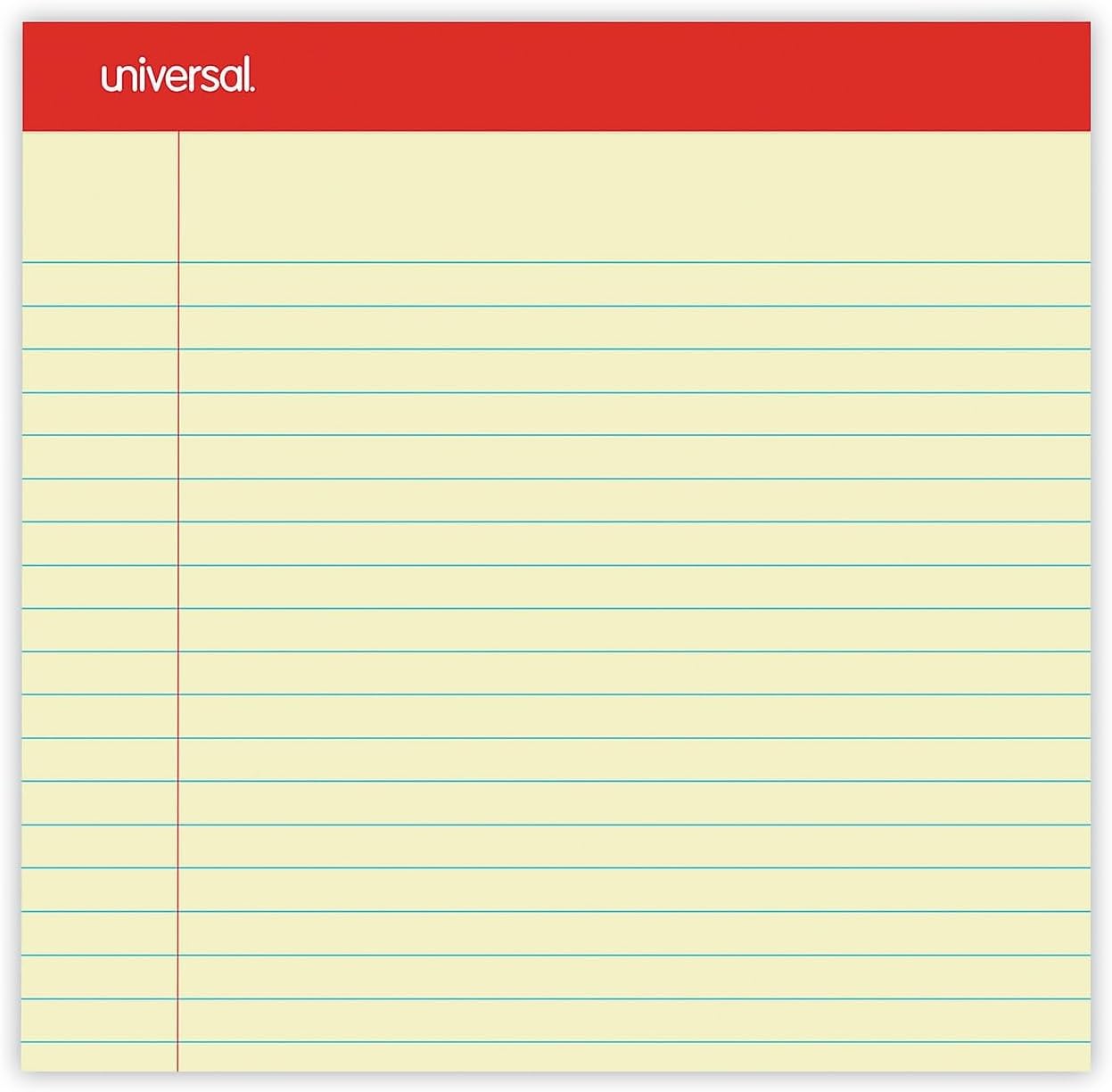 Universal 40000 Perforated Edge Writing Pad, Legal/Margin Rule, Legal, Canary, 50 Sheet (Pack of 12)