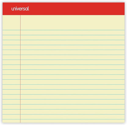 Universal 40000 Perforated Edge Writing Pad, Legal/Margin Rule, Legal, Canary, 50 Sheet (Pack of 12)