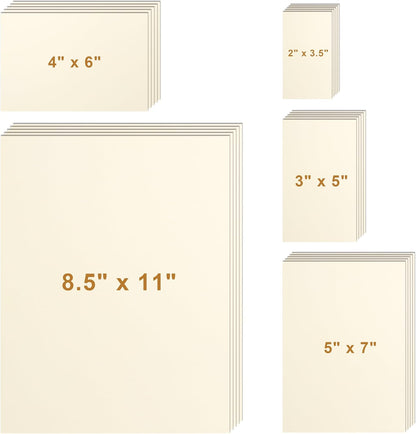 Silunkia 100 Sheets White Cardstock 5 Assorted Sizes Craft Paper, 200gsm/75lb White Card Stock Certificates Paper for DIY Cards Making, Business Cards, Wedding Invitations, School Crafting, Menus