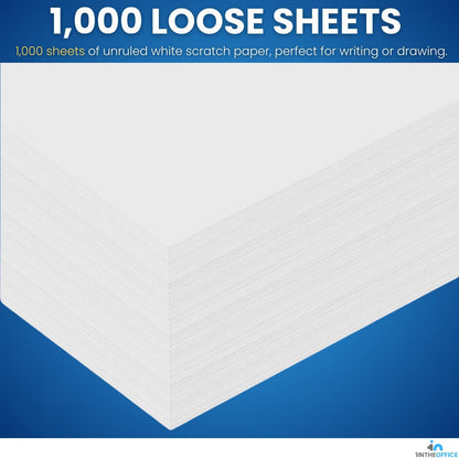 1InTheOffice White Memo Loose Sheets 4x6, Unruled, Plain White, 1000/Pack