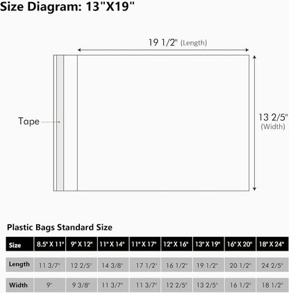 50 Pack Acid-Free Crystal Clear Sleeves Storage Bags for 8.5x11 Art Prints/Pictures/Photos/Framing Mat Mattes (Bag Size: 9"x11 3/7")