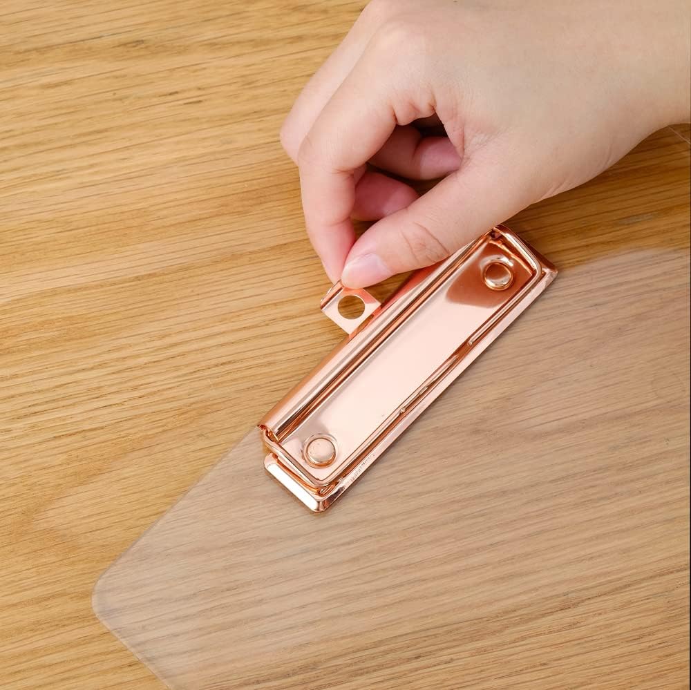 JIARI 2 Pack Clear Acrylic Office Clipboard A4 Letter Size 8.6" x 12.2" (Gold)