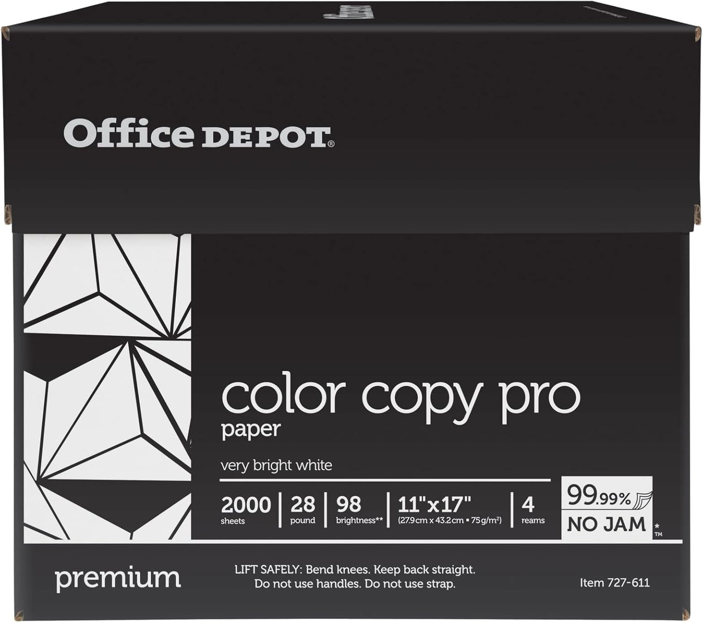 Office Depot Color Copy Paper, 11in. x 17in., 28 Lb, Case Of 4 Reams, 727611