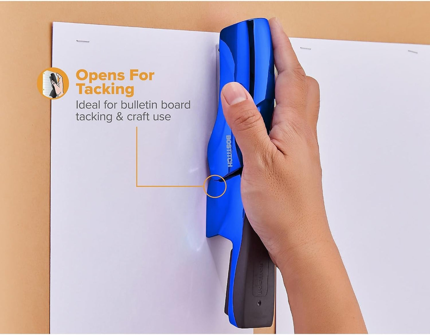 Bostitch Office Heavy Duty Stapler, 40 Sheet Capacity, No Jam, Half Strip, Fits into the Palm of Your Hand, For Classroom, Office or Desk, Black