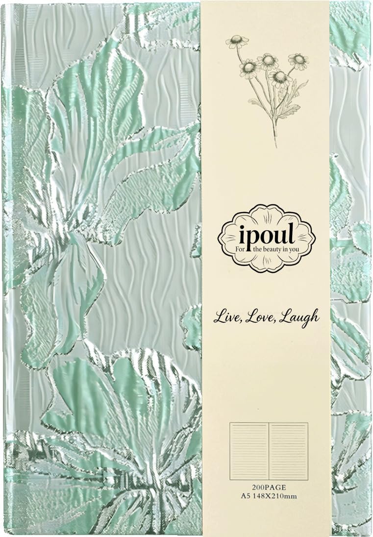 ipoul Flower Notebook, A5, 6x8, Hardcover, Lay Flat, Lined Paper, Journal for Women, Writing Notebook, Pretty, Hibiscus, Pink, Birthday Gifts for Women, Wedding Shower Gifts, Mothers Day Gift