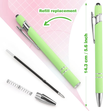 Bribobo 8 Pack Ballpoint Pen 2-in-1 Stylus Retractable Ballpoint Pen with Stylus tip, Metal Stylus Pen for Touch Screens, 1.0 mm Black Ink