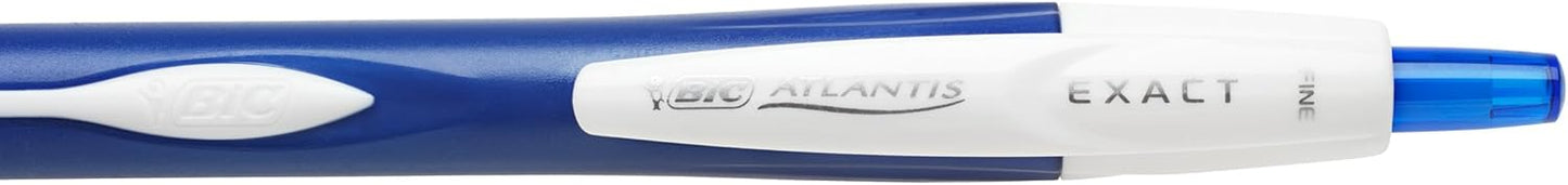 BIC Glide Exact Blue Retractable Ballpoint Pens, Fine Point (0.7mm), 12-Count Pack, Ultra Smooth Writing Blue Pens