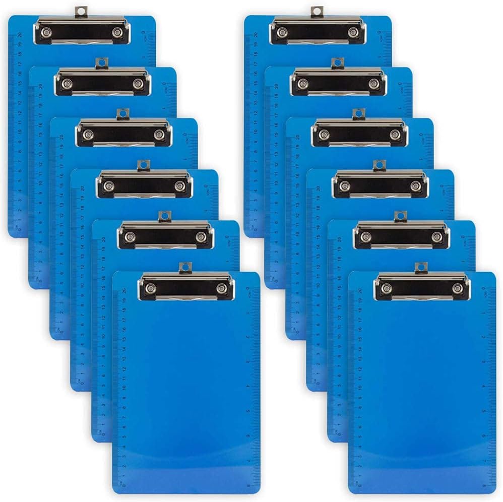 JAM PAPER Small Plastic Memo Clipboards with Low Profile Metal Clip - Mini (6 x 9) - Blue - Clip Board Sold Individually