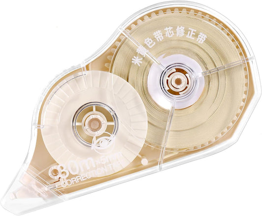 100 Feet Long Cream Correction Tape, Smooth Glide, No Residue, Quick Dry Beige Correction Tape, Perfect for School, Office Supplies, Crafting, Note Taking, Journaling (2 Pack)