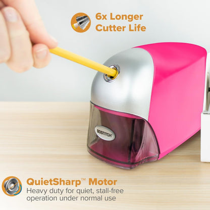 Bostitch Office QuietSharp Executive Heavy Duty Electric Pencil Sharpener for 65% Faster Sharpening and 6X Longer Cutter Life - Colored Pencil Compatible, Black