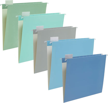 6 Pack Hanging Folder File Cabinet Organizer Letter Size 1/5 Cut Adjustable Label Decoration Home Office School Classroom, Green