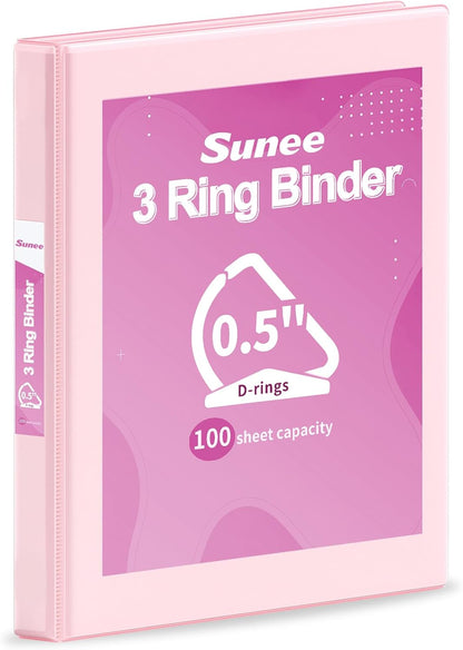 SUNEE 3 Ring Binder 2 Inch, Clear View Binder Three Ring PVC-Free (Fit 8.5x11 Inches) for School or Office Supplies, Light Purple, 1 Pack