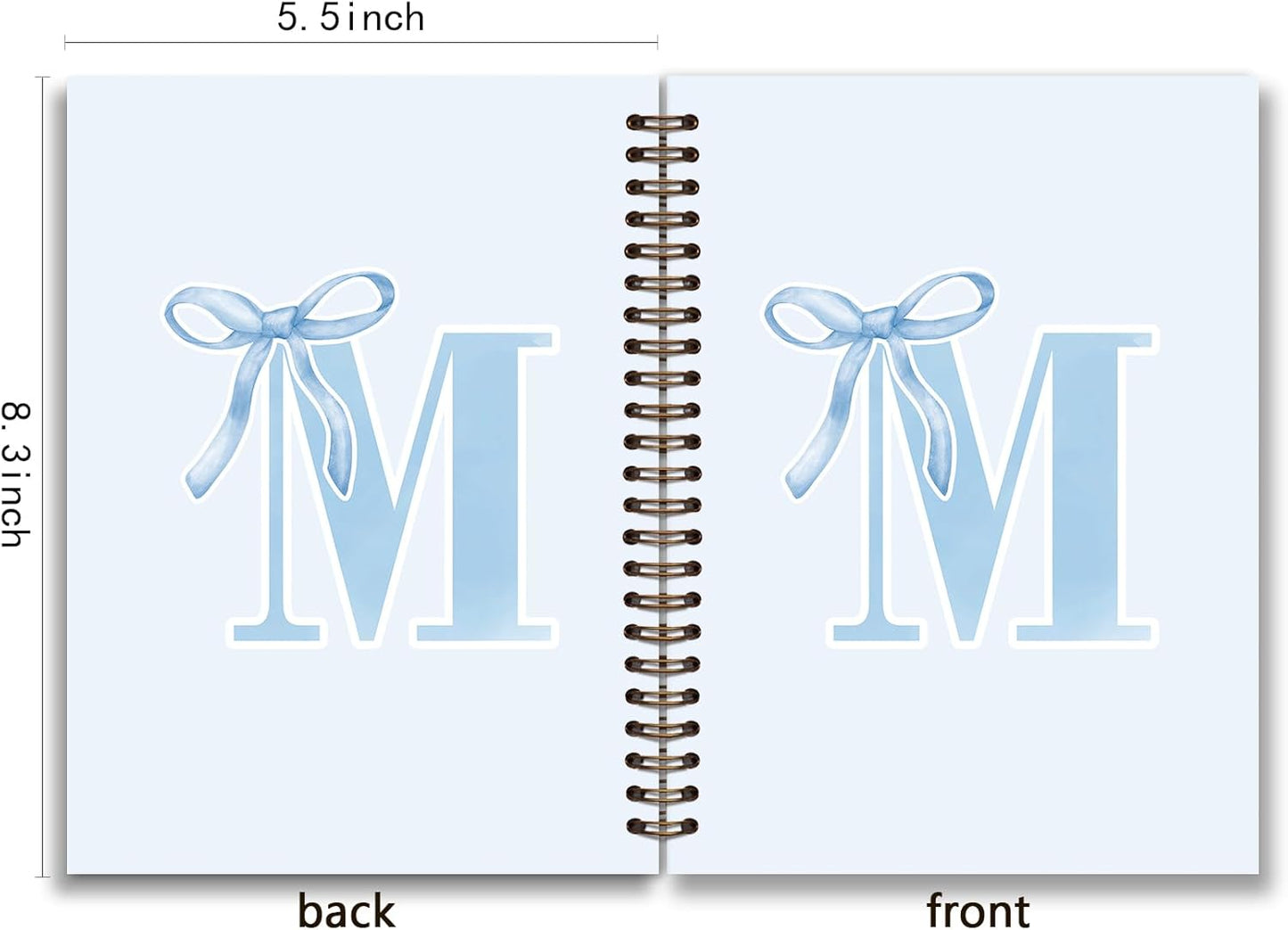 Blue Bow Journal Notebook for Girls,Initial H Journals Personalized Diary Gifts for Teen Girl Kids,Monogrammed Gifts for Women,Trendy Coquette Cute Hardcover Spiral Notebook 5.5 x 8.3 - Colors A