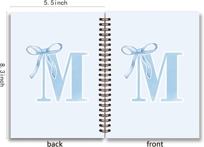 Blue Bow Journal Notebook for Girls,Initial H Journals Personalized Diary Gifts for Teen Girl Kids,Monogrammed Gifts for Women,Trendy Coquette Cute Hardcover Spiral Notebook 5.5 x 8.3 - Colors A