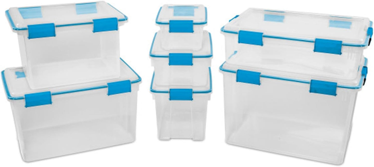 Sterilite 4-Pack Gasket Box, Weather-Resistant Storage Bins with Latching Lids, 32 Quart - Heavy-Duty Organizing Containers for Closet, Bathroom, and Office