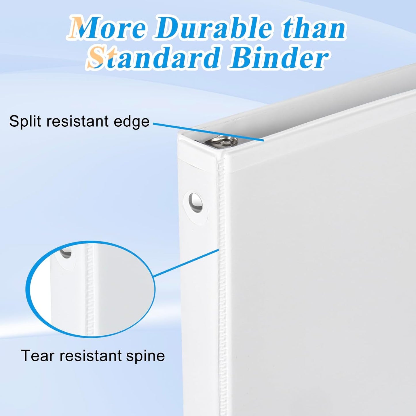CIXILDTS 0.5-inch Round Ring Binder, Durable 1/2" 3 Ring Binder Fit Letter Size Paper, Presentation View Binders, White,12-Pack