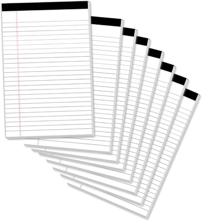 Note Pads 5x8, Narrow Ruled Legal Pad, Multicolor Small Notepads, 30 Sheet/notepad, 8 Pack Colored Legal Pads, Pink Legal Pad, Purple Notepad, Perforated Lined Note Pads for Study, Office, To-Do Lists