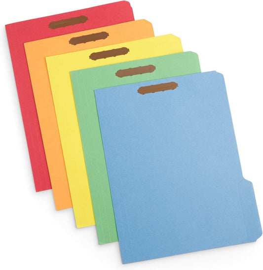 Blue Summit Supplies 50 Fastener File Folders - 1/3 Cut Reinforced Tab - Durable Blue Folders with Prongs- 2 Prong Design for Medical Files, Law Client Files, Office Reports - Letter Size