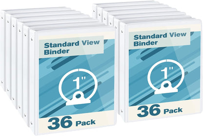 CIXILDTS 0.5-inch Round Ring Binder, Durable 1/2" 3 Ring Binder Fit Letter Size Paper, Presentation View Binders, White,12-Pack