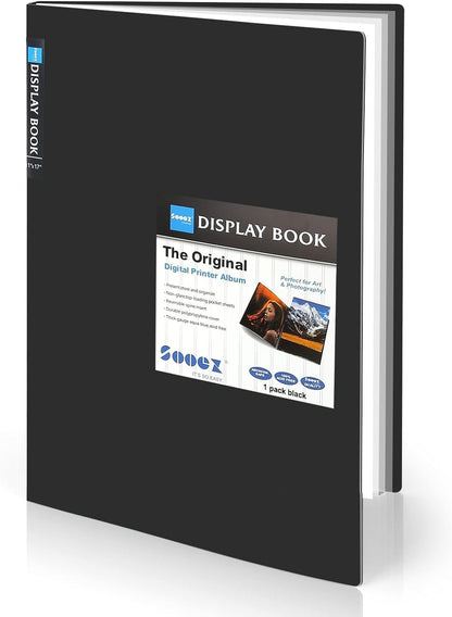 Sooez Art Portfolios 11"x17", Large Portfolio Folder with 30 Pockets & Black Inner Sheets, Display 60 Pages, 11 x 17 Presentation Book for Artwork Storage, Binder with Plastic Sleeves for Artist
