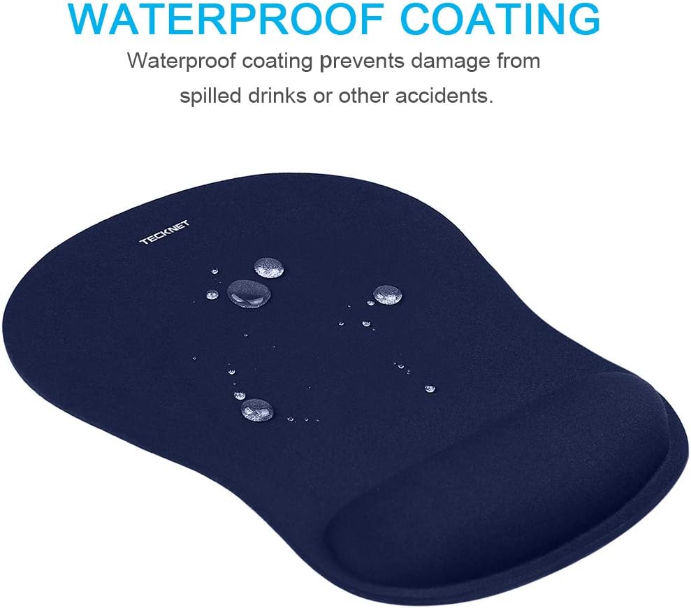TECKNET Mouse Pad with Wrist Support, Ergonomic Gaming Mouse Pad Pain Relief, Portable Comfortable Mousepad for Computer, Laptop, Office, Home and Travel, Non-Slip Base, Waterproof Surface, Black