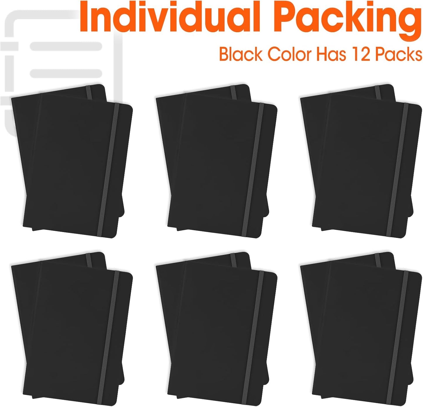 12 Pack Lined Journal Notebook for Work, 200 Pages, Medium 5.5 in x 8.3 in, A5 College Ruled, Hardcover Journaling Notebooks for Writing, Note Taking, Fit for Business Work School Home (Black)