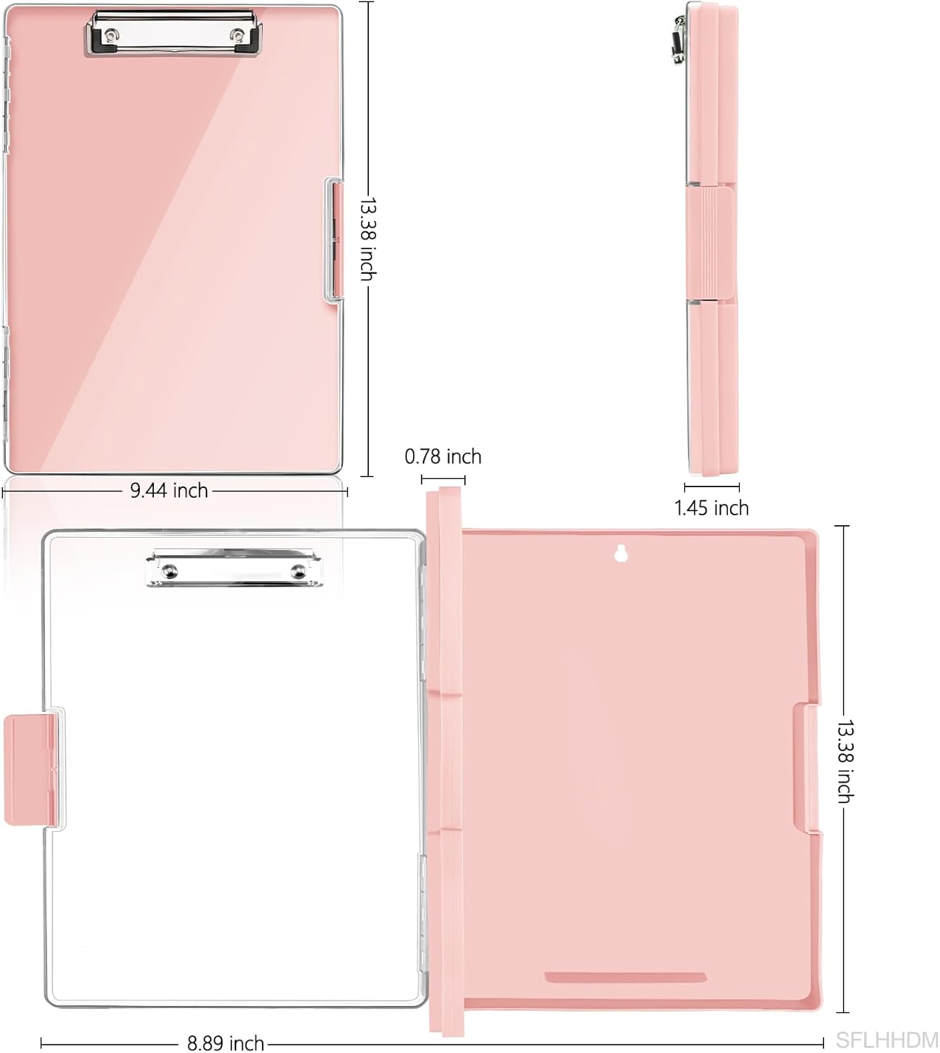 SFLHHDM Clipboard with Storage,Heavy Duty Clip Boards 8.5x11 with 2 Storage Case,Clear Visible Panel Storage Clipboards,Side Opening Nursing Clipboard Folder for Office Supplies-Light Purple