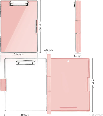 SFLHHDM Clipboard with Storage,Heavy Duty Clip Boards 8.5x11 with 2 Storage Case,Clear Visible Panel Storage Clipboards,Side Opening Nursing Clipboard Folder for Office Supplies-Light Purple
