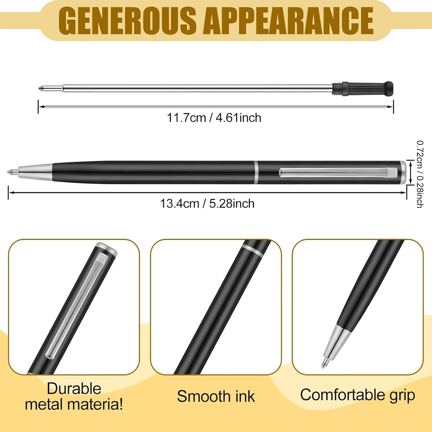 Zonon 240 Pcs Gold Metal Slim Ballpoint Pens Bulk Retractable Metallic Black Ink 1 mm Medium Point Smooth Writing Pens for Wedding Business Office Supplies Students Teachers Men Women Present