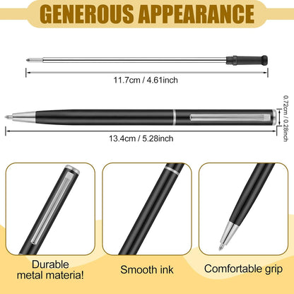 Zonon 240 Pcs Gold Metal Slim Ballpoint Pens Bulk Retractable Metallic Black Ink 1 mm Medium Point Smooth Writing Pens for Wedding Business Office Supplies Students Teachers Men Women Present