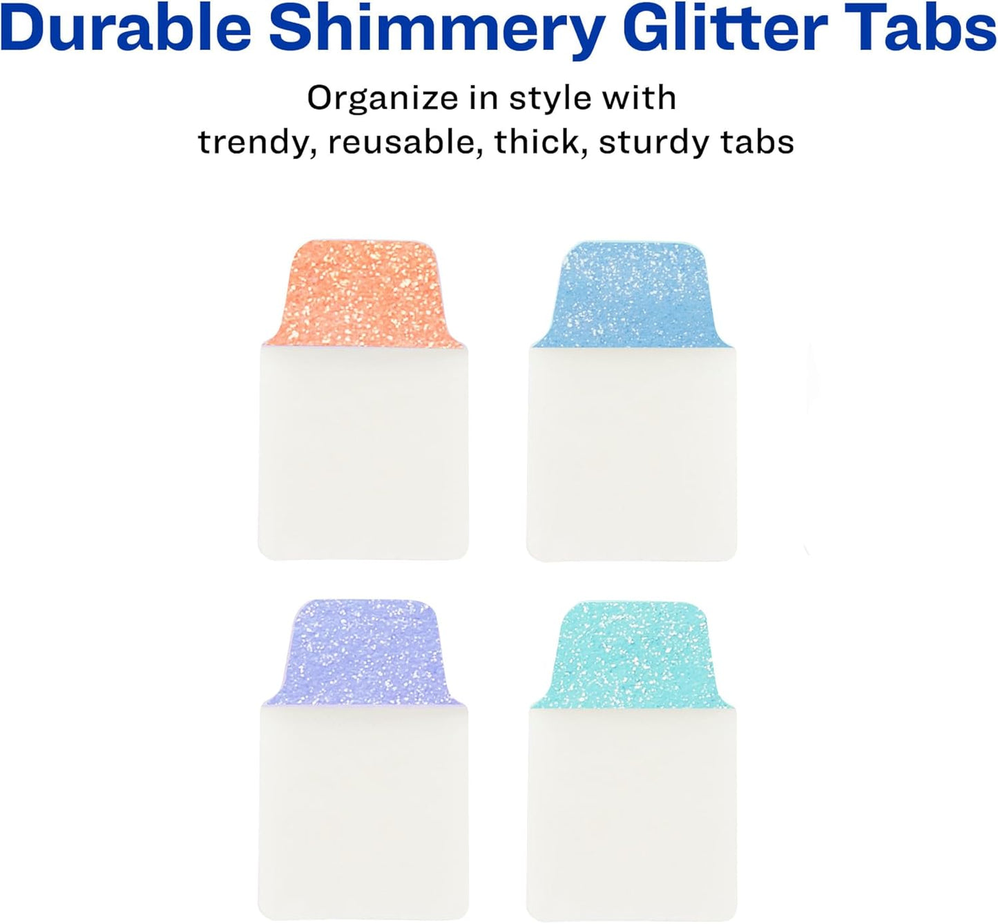 Avery Mini Ultra Tabs, 1" x 1.5", Pastel Sparkle Shimmer Designs, 32 Repositionable Page Tabs (74149)