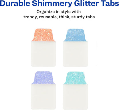 Avery Mini Ultra Tabs, 1" x 1.5", Pastel Sparkle Shimmer Designs, 32 Repositionable Page Tabs (74149)
