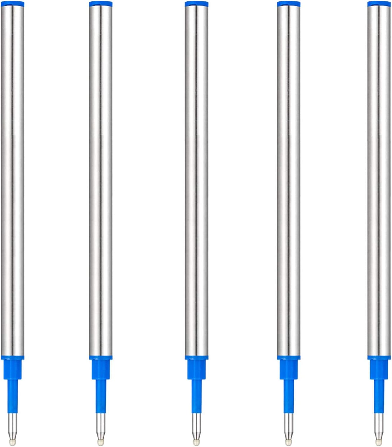 DunBong Rollerball Pen Refills, Roller Ball Fine Point 0.5mm, Red Ink Refill Pack of 5 - Replaceable Ballpoint Pen Refills Medium Point (Black)