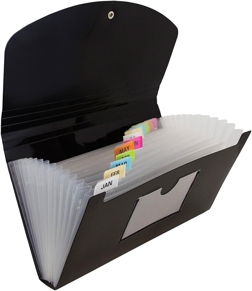 JAM Paper Accordion Folders - 13 Pocket Plastic Expanding File - Legal Size - 10 x 15 - Red - Sold Individually