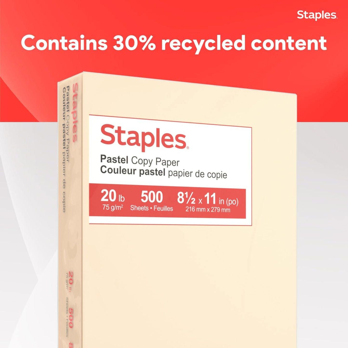 Staples Pastel Colored Copy Paper 8 1/2-Inch x 11-Inch Pink 500/Ream, For Office, School & Home