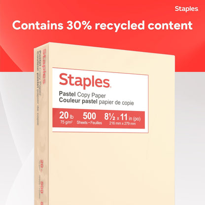 Staples Pastel Colored Copy Paper 8 1/2-Inch x 11-Inch Pink 500/Ream, For Office, School & Home