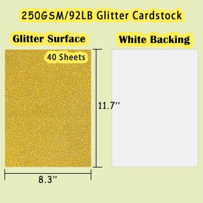 SALEMAR 250 GSM Glitter Cardstock Glitter Paper, 10 Color Sparkling Craft Paper for Scrapbook and Craft Projects, 8.3 x 11.7 Inches(Multicolor)