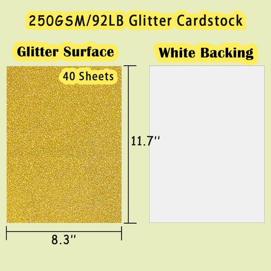 SALEMAR 250 GSM Glitter Cardstock Glitter Paper, 10 Color Sparkling Craft Paper for Scrapbook and Craft Projects, 8.3 x 11.7 Inches(Multicolor)