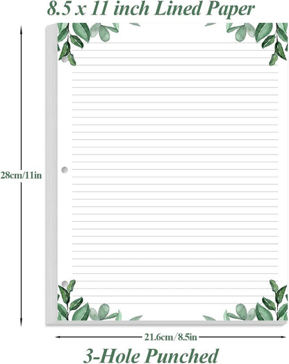 Stationery Lined Paper, Letter Size Unpunched Ruled Filler Paper, 100Sheets/200Pages Loose-Leaf Line, 100gsm, 8.5'' x 11'', Leaf