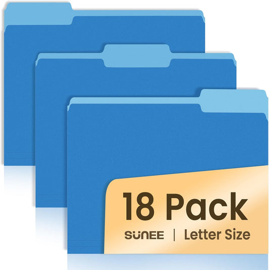 SUNEE File Folders, 18 Pack Manilla Folders 8.5 x 11, Colored Folder Office Organization Home School Folders for Documents Files Paper, 6 Pastel Colors