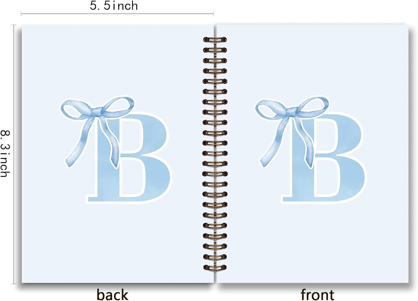 Blue Bow Journal Notebook for Girls,Initial H Journals Personalized Diary Gifts for Teen Girl Kids,Monogrammed Gifts for Women,Trendy Coquette Cute Hardcover Spiral Notebook 5.5 x 8.3 - Colors B