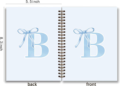 Blue Bow Journal Notebook for Girls,Initial H Journals Personalized Diary Gifts for Teen Girl Kids,Monogrammed Gifts for Women,Trendy Coquette Cute Hardcover Spiral Notebook 5.5 x 8.3 - Colors B