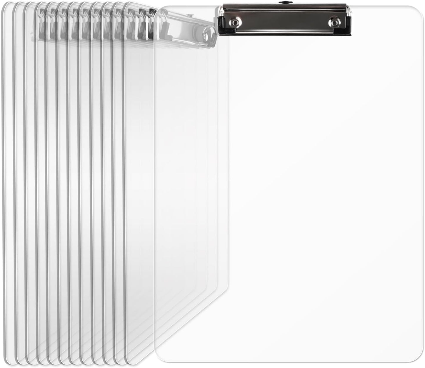 Plastic Clipboards, A4 Acrylic Clear Board 8.5x11 for Classroom, Students, Transparent Letter Size 9" x 12.5" with Low Profile Clip, Office & School Supply(Pack of 6)