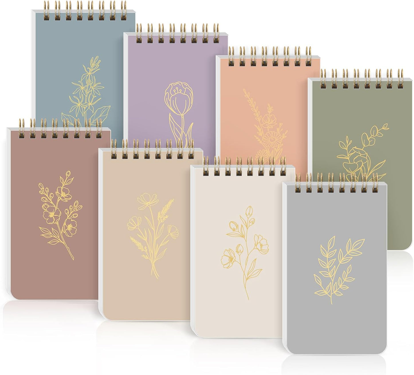 SKYDUE Small Notebooks, 3x5 Pocket Notepads with Aesthetic Covers, Mini Spiral Notebook with Lined Pages for Work Nursing School Essentials, Set Of 8