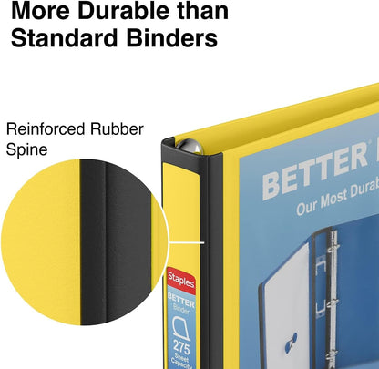Staples Better Binder 2-Inch D-Ring View Binder, Reinforced Spine, Holds Up to 540 Sheets, Teal, for Office & School