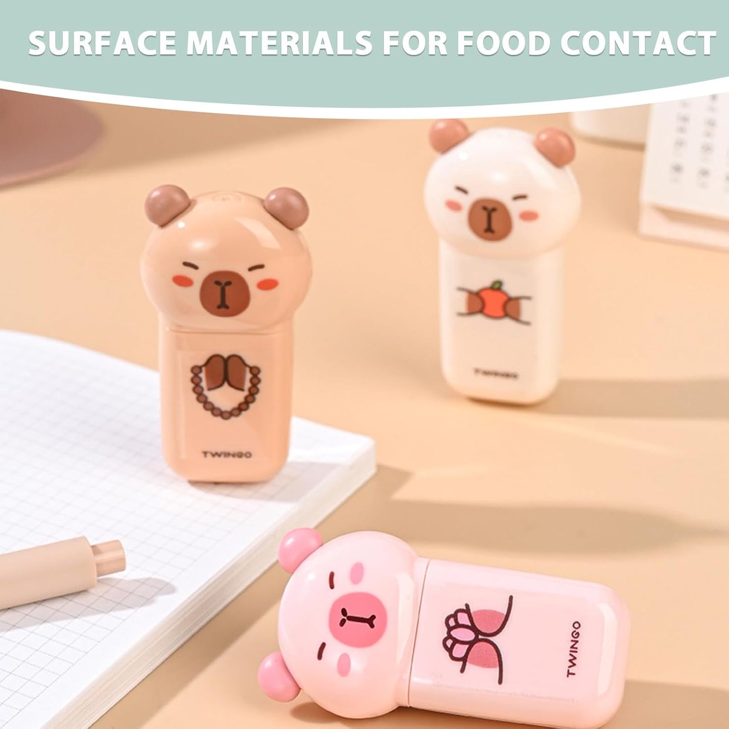 white Corrcetion Tape,4 Pcs Mini Japan Corrcetion Tape Pen,with Easy to Use Kawaii Cat Applicator,Cute Stationery Set Kawaii Birthday Gifts set for Back to School Supplies