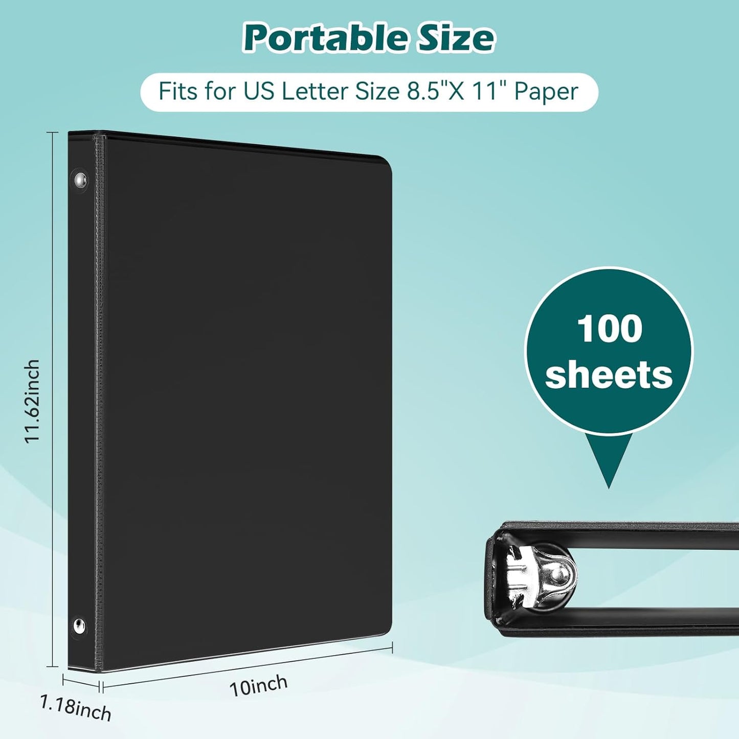 Heture 3 Ring Binder 1 Inch 12 Pack, 1" Clear View with Round Rings, PVC-Free,Holds for 200 Sheets 8.5“ x 11" US Letter Size Paper, Durable White Binders Perfect for Office,School and Home